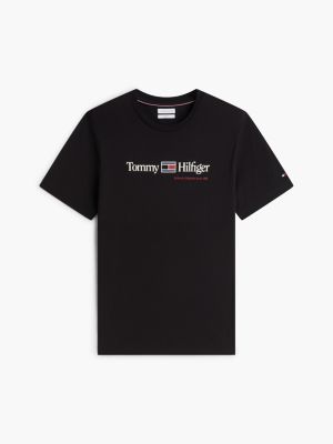 Мужская футболка Tommy Hilfiger Hilfiger Flag Logo, цвет: Чёрный — фото 5