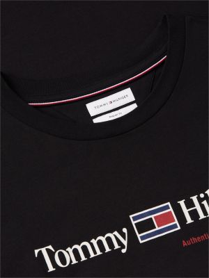 Мужская футболка Tommy Hilfiger Hilfiger Flag Logo, цвет: Чёрный — фото 6