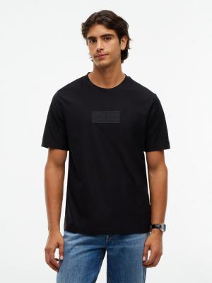 Мужская футболка Tommy Hilfiger Embroidered Flag Logo, цвет: Чёрный — фото 1