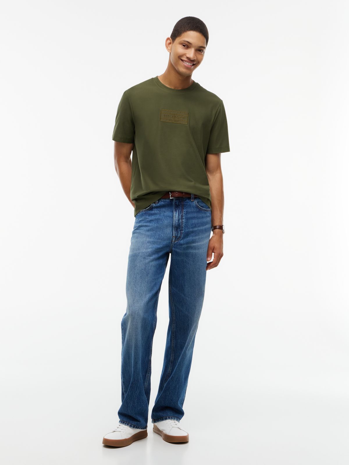 Embroidered Flag Logo T-Shirt — Huntsman Green