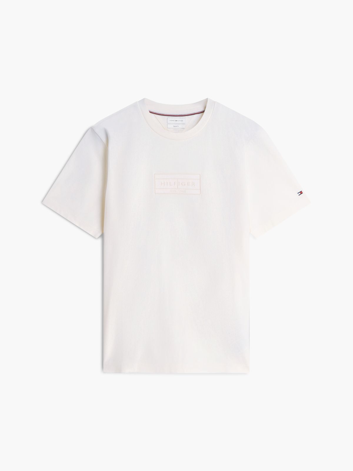 Embroidered Flag Logo T-Shirt — Ivory Petal