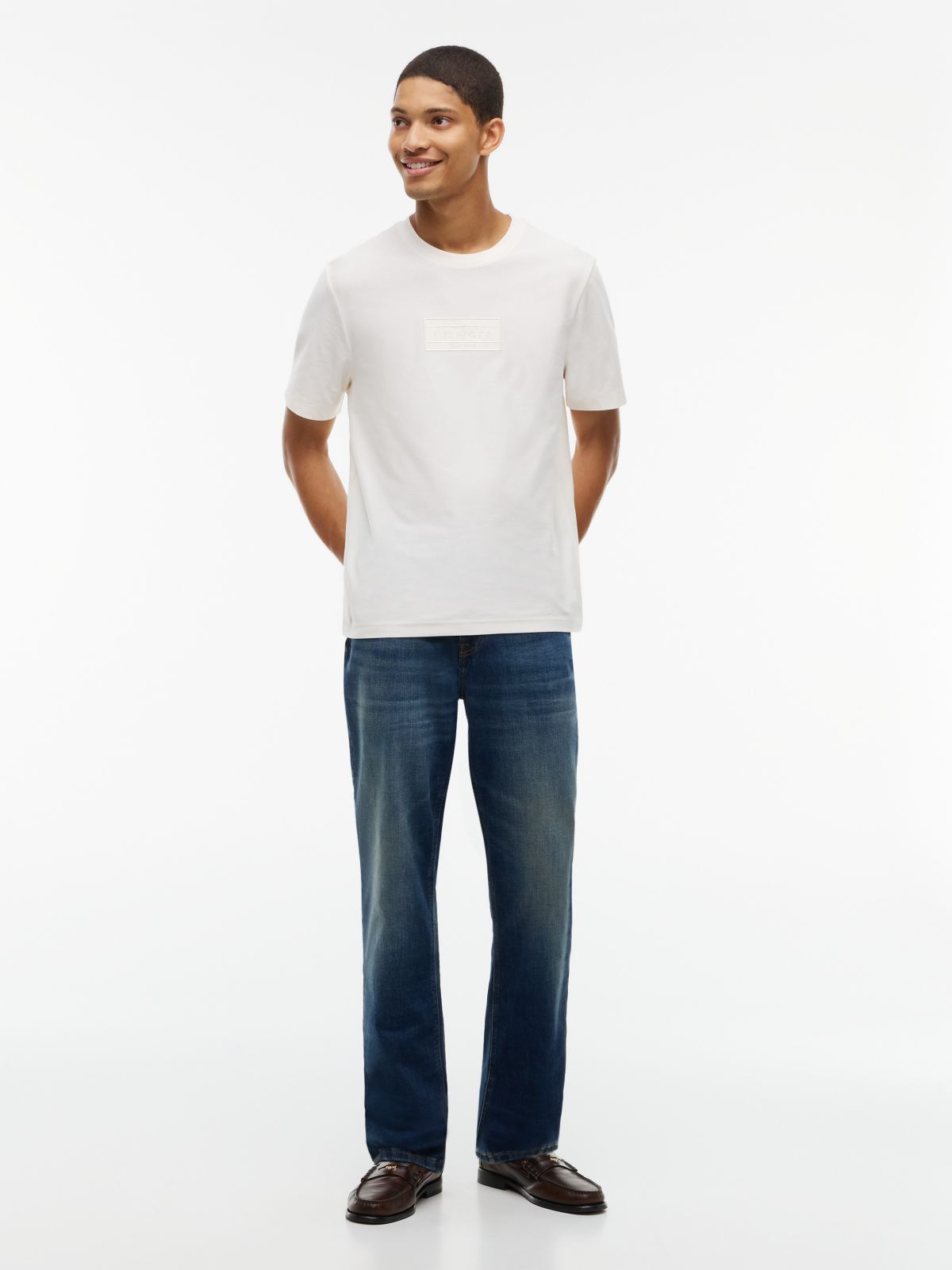 Embroidered Flag Logo T-Shirt — Ivory Petal