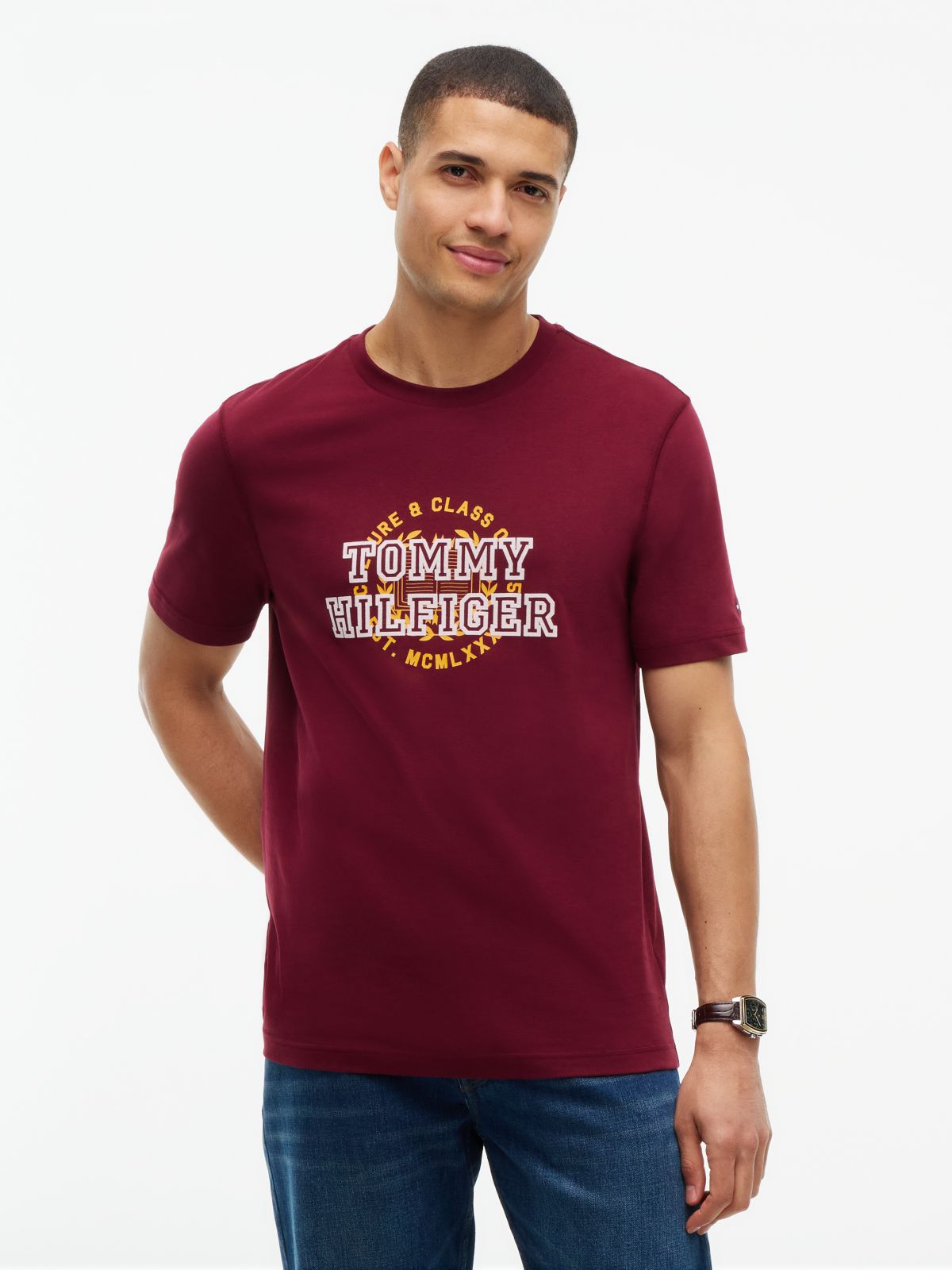 Circle Varsity Logo T-Shirt — Burgundy