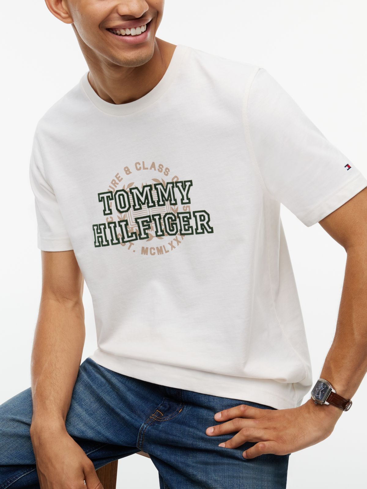 Circle Varsity Logo T-Shirt — Ivory Petal