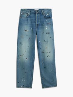Embroidered Paint Splatter Loose Jean — Keith Indigo 7