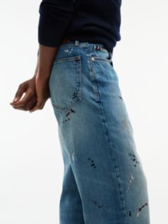 Embroidered Paint Splatter Loose Jean — Keith Indigo 5