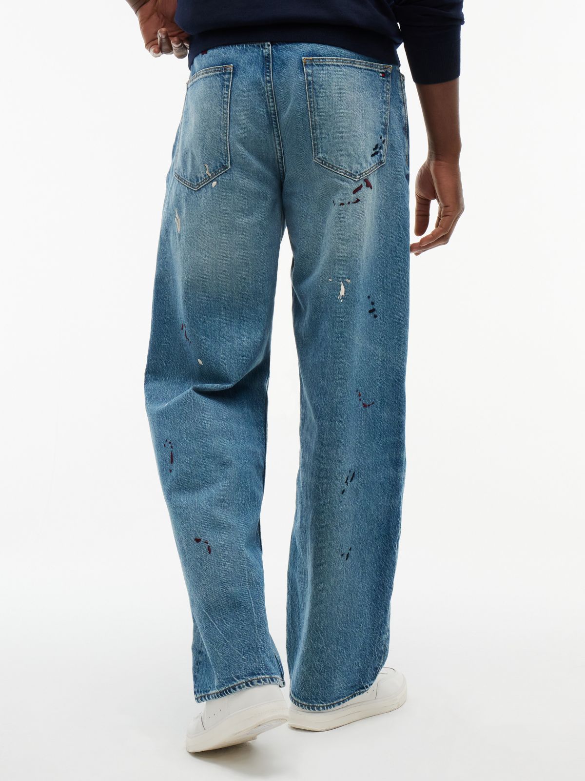 Embroidered Paint Splatter Loose Jean — Keith Indigo