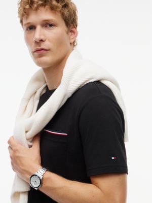 Мужская футболка Tommy Hilfiger Signature Stripe Pocket, цвет: Чёрный — фото 3