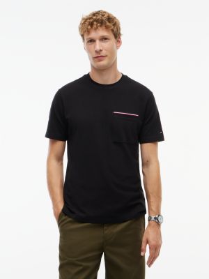 Мужская футболка Tommy Hilfiger Signature Stripe Pocket, цвет: Чёрный