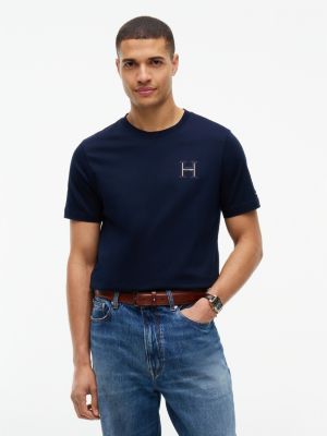 Embroidered H-Logo T-Shirt, Navy Blue