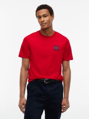 Embroidered H-Logo T-Shirt, Medium Red