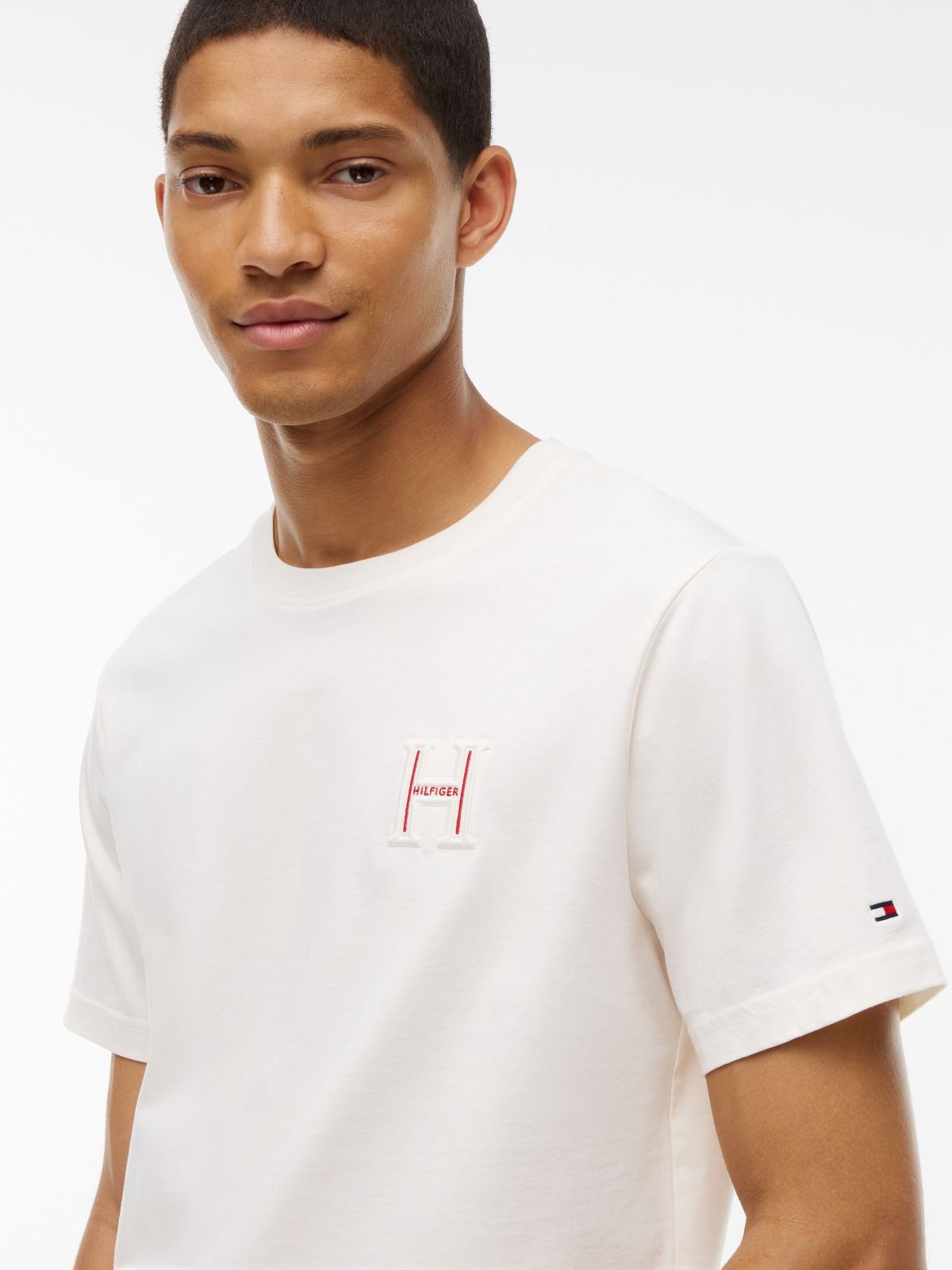 Embroidered H-Logo T-Shirt — Ivory Petal