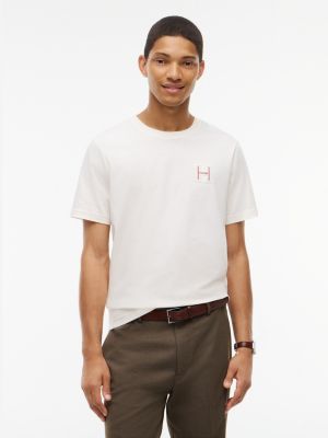 Embroidered H-Logo T-Shirt, Ivory Petal