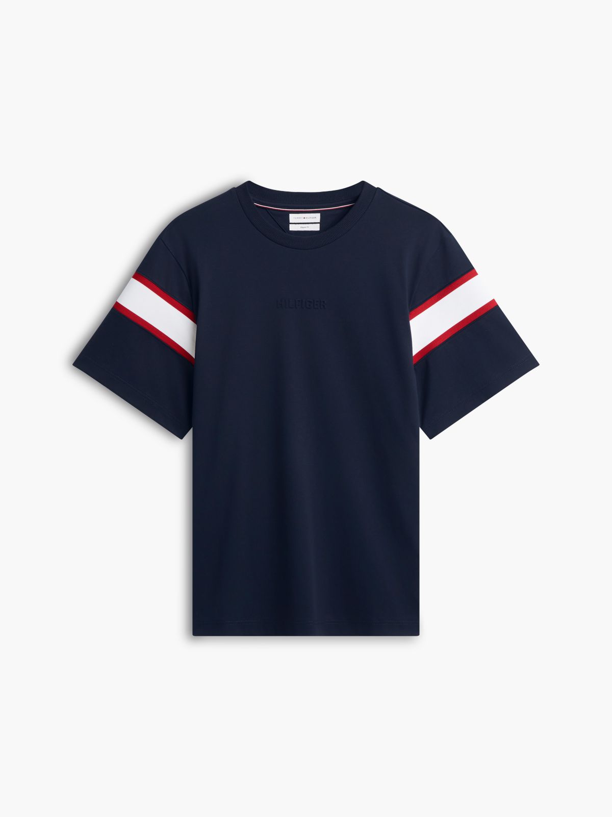 Varsity Stripe Interlock T-Shirt — Navy Blue