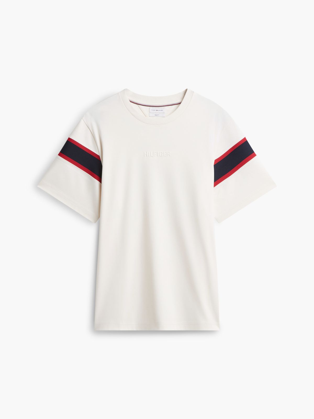 Varsity Stripe Interlock T-Shirt — Ivory Petal