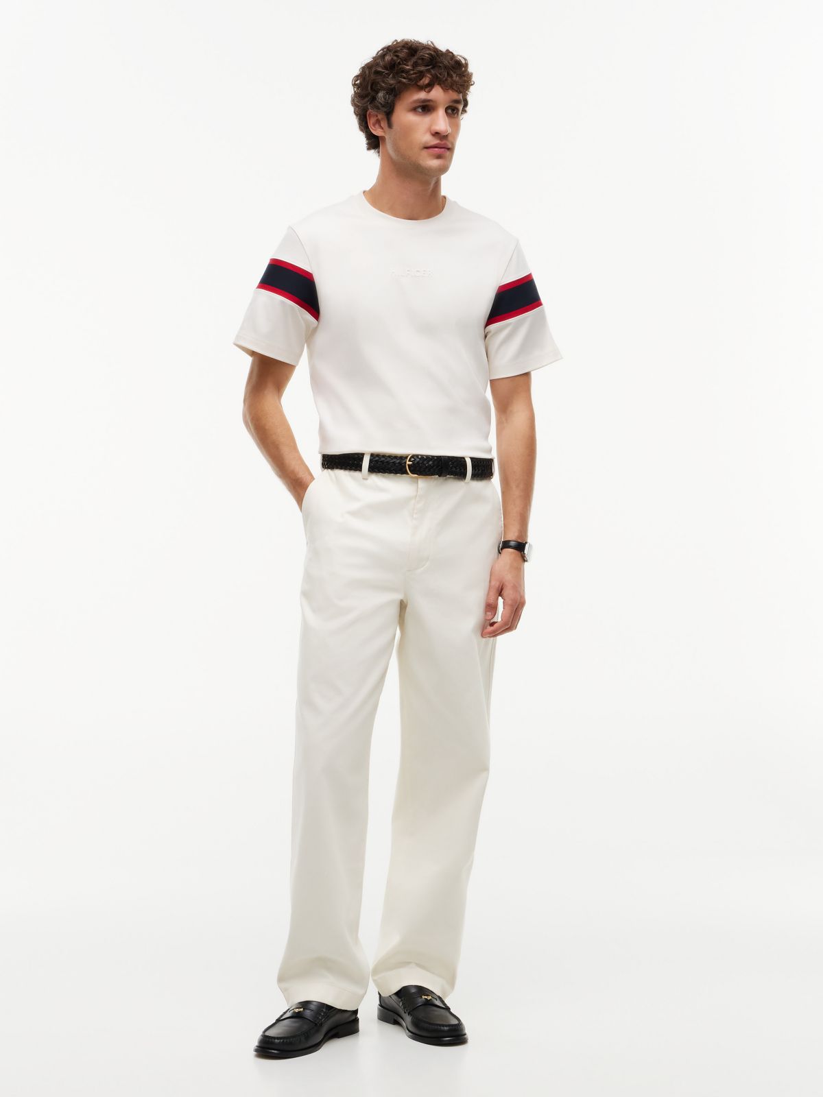 Varsity Stripe Interlock T-Shirt — Ivory Petal