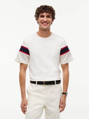 Varsity Stripe Interlock T-Shirt, Ivory Petal