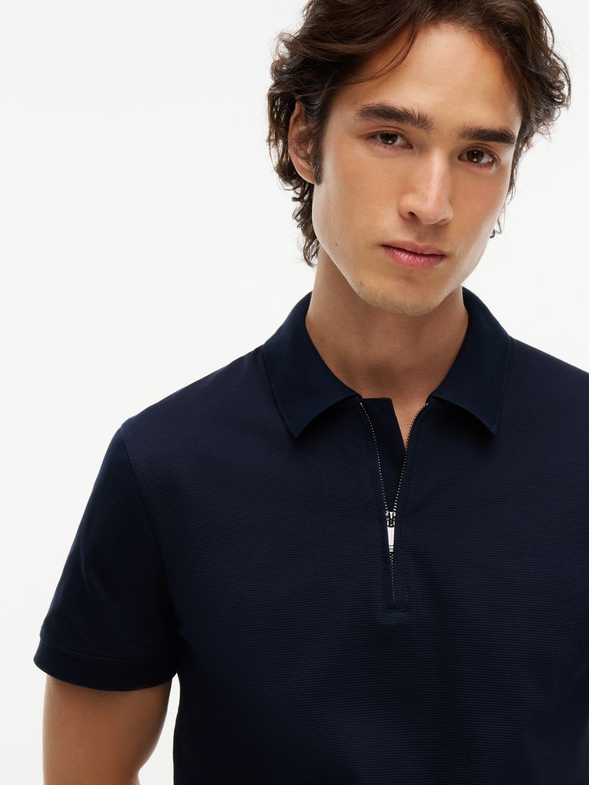 New York Label Regular Fit Performance Polo — Navy Blue