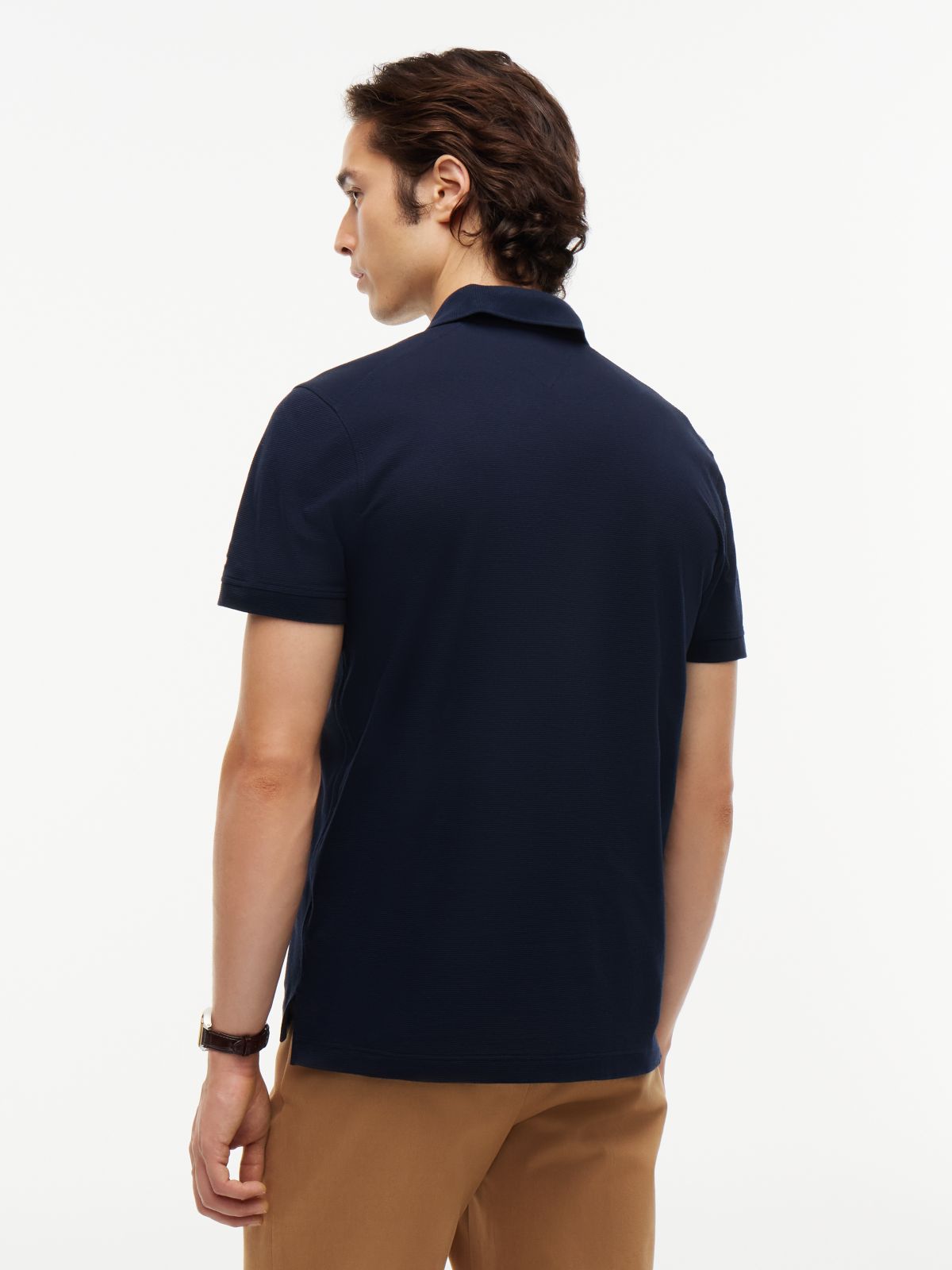 New York Label Regular Fit Performance Polo — Navy Blue