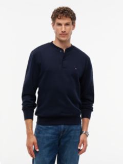 Fleece Henley Sweatshirt — Navy Blue 1
