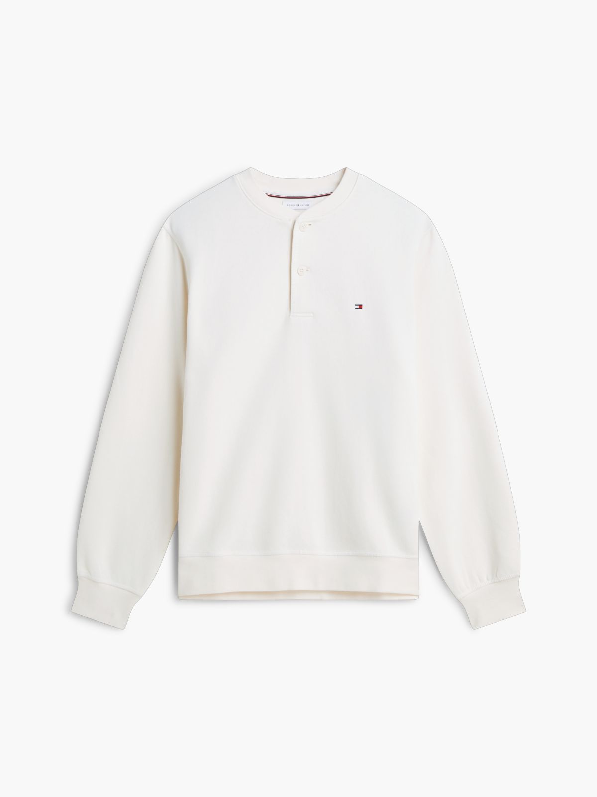 Fleece Henley Sweatshirt — Ivory Petal