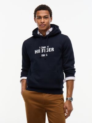 Classic Hilfiger Logo Flex Fleece Hoodie, Navy Blue