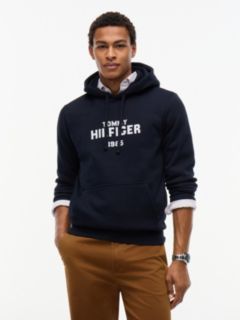 Classic Hilfiger Logo Flex Fleece Hoodie — Navy Blue 1