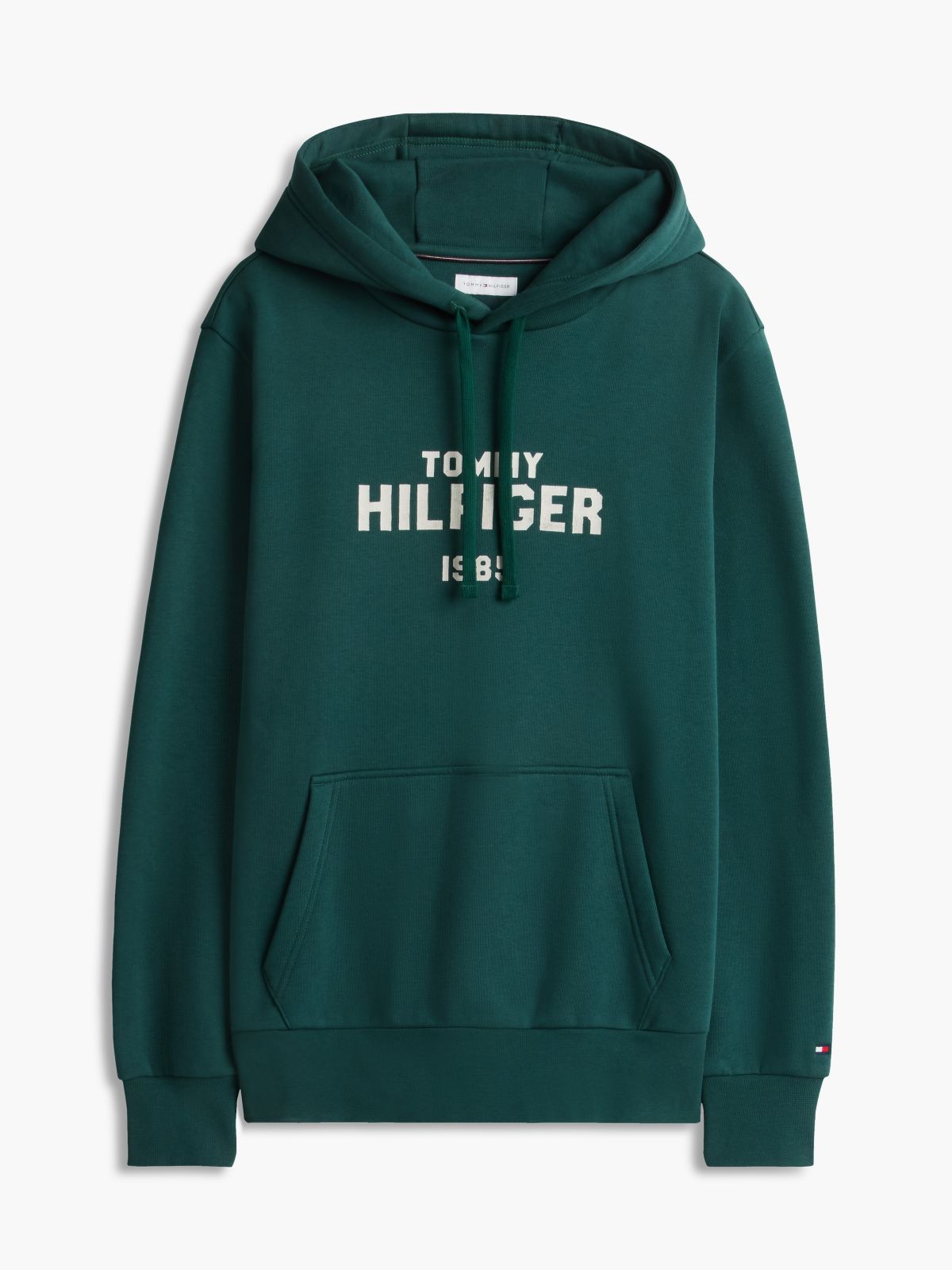 Classic Hilfiger Logo Flex Fleece Hoodie — Ornamental Green
