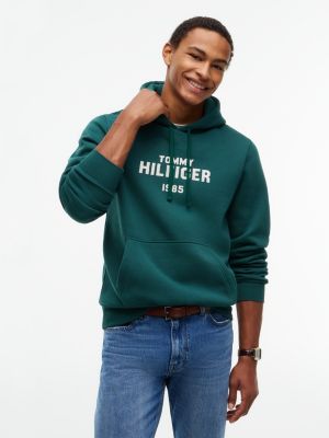 Classic Hilfiger Logo Flex Fleece Hoodie, Ornamental Green