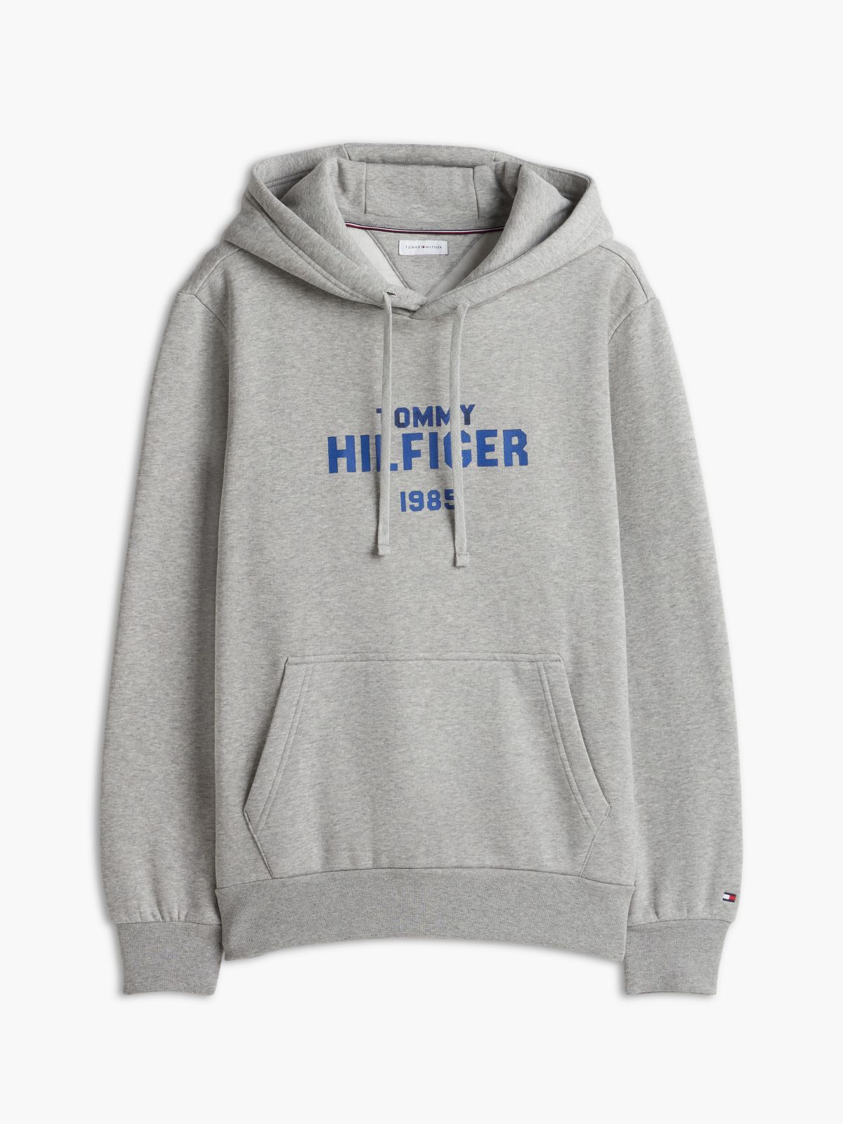 Classic Hilfiger Logo Flex Fleece Hoodie — Light Grey Heather