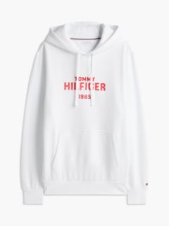 Classic Hilfiger Logo Flex Fleece Hoodie — White 5
