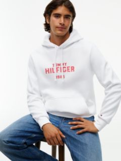 Classic Hilfiger Logo Flex Fleece Hoodie — White 3