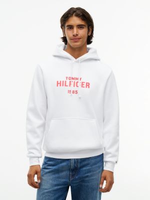 Classic Hilfiger Logo Flex Fleece Hoodie, White