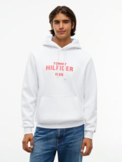 Classic Hilfiger Logo Flex Fleece Hoodie — White 1