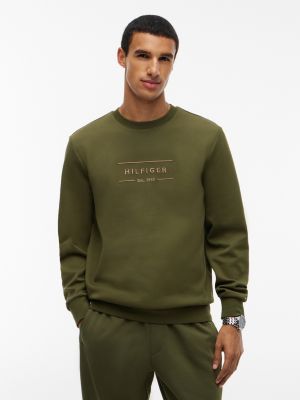 Embroidered Intechno Knit Sweatshirt, Huntsman Green