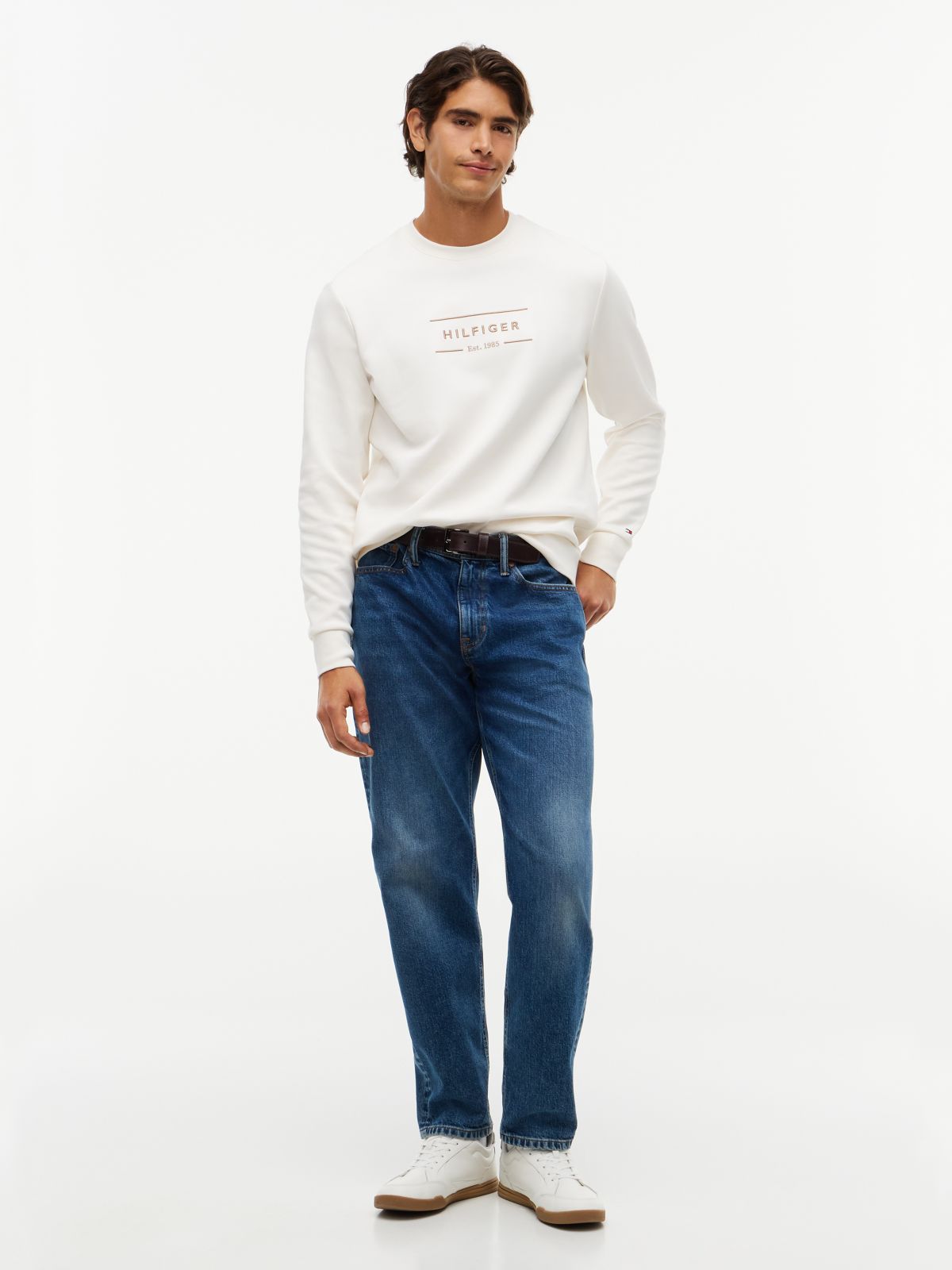 Embroidered Intechno Knit Sweatshirt — Ivory Petal