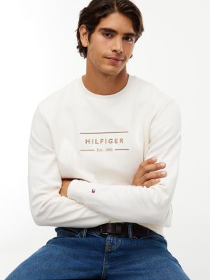 Embroidered Intechno Knit Sweatshirt, Ivory Petal