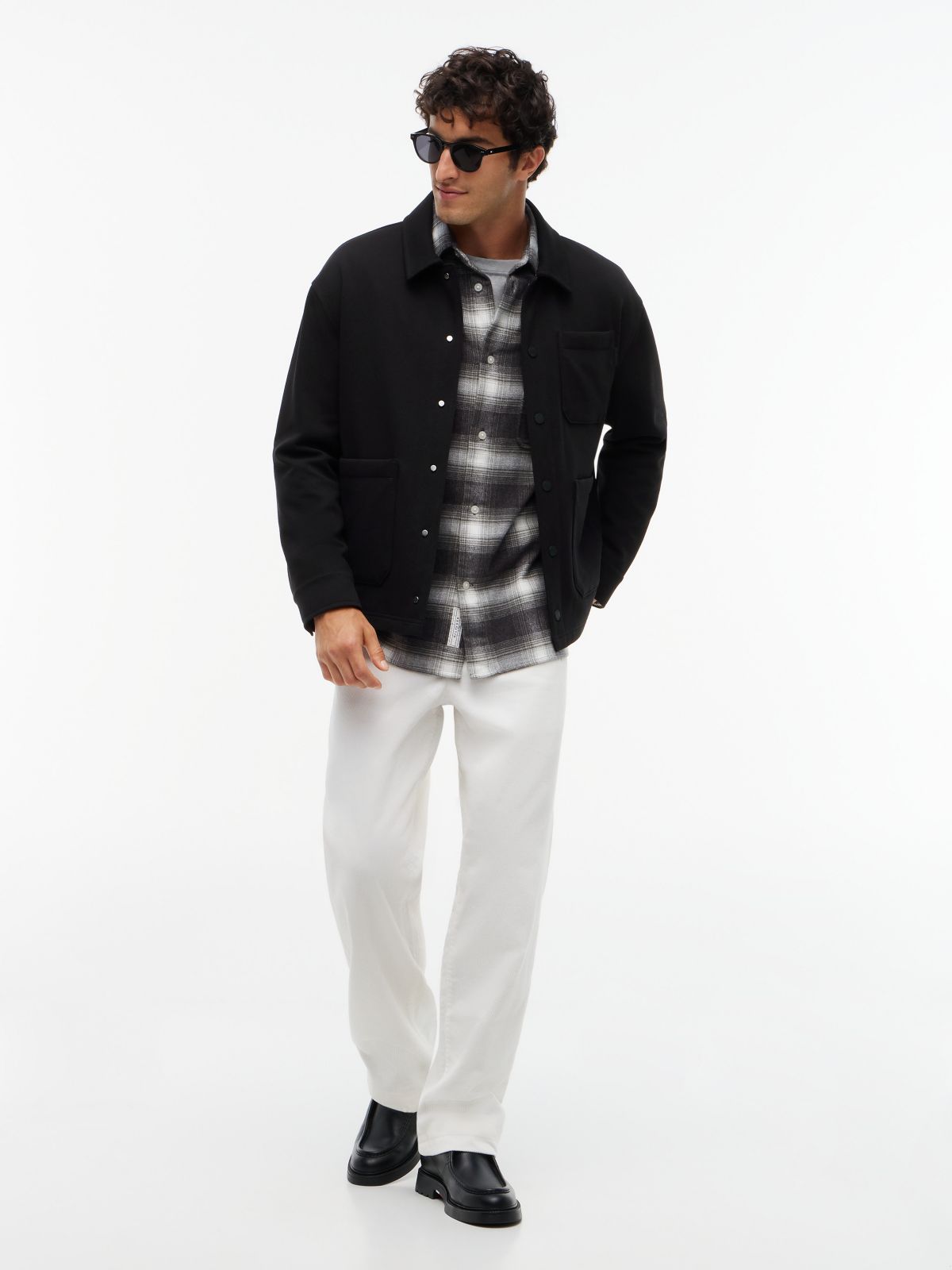 Mixed-Media Chore Jacket — Black
