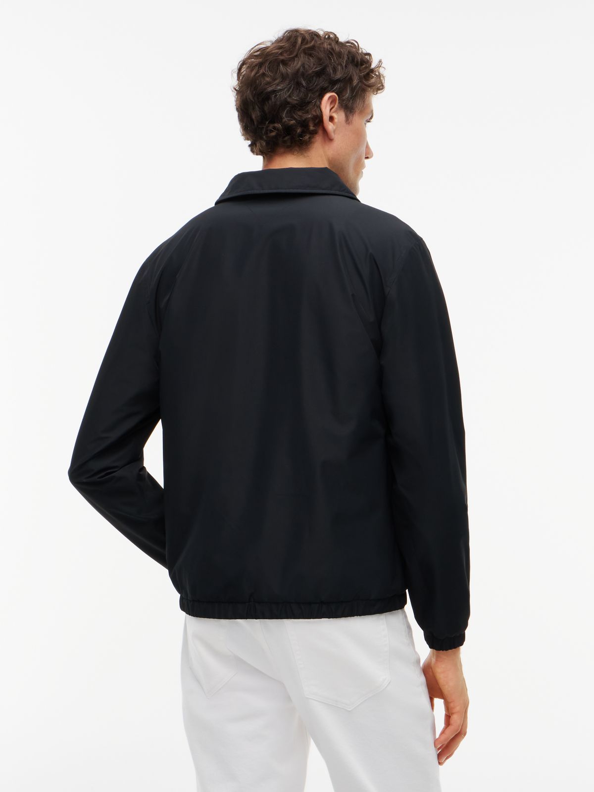 Mixed-Media Reversible Zip Jacket — Black