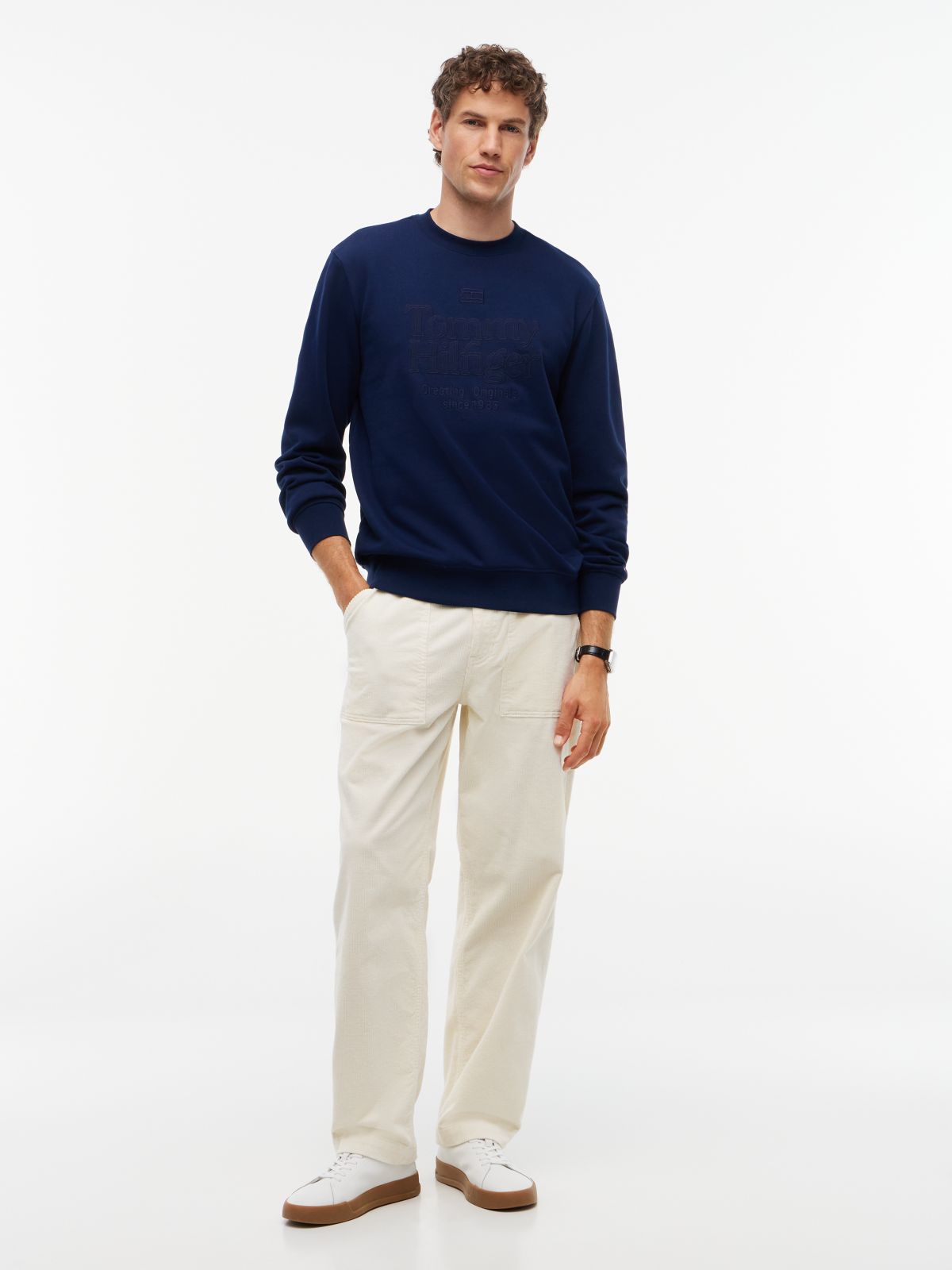 Embroidered Tonal Logo Sweatshirt — Carbon Navy