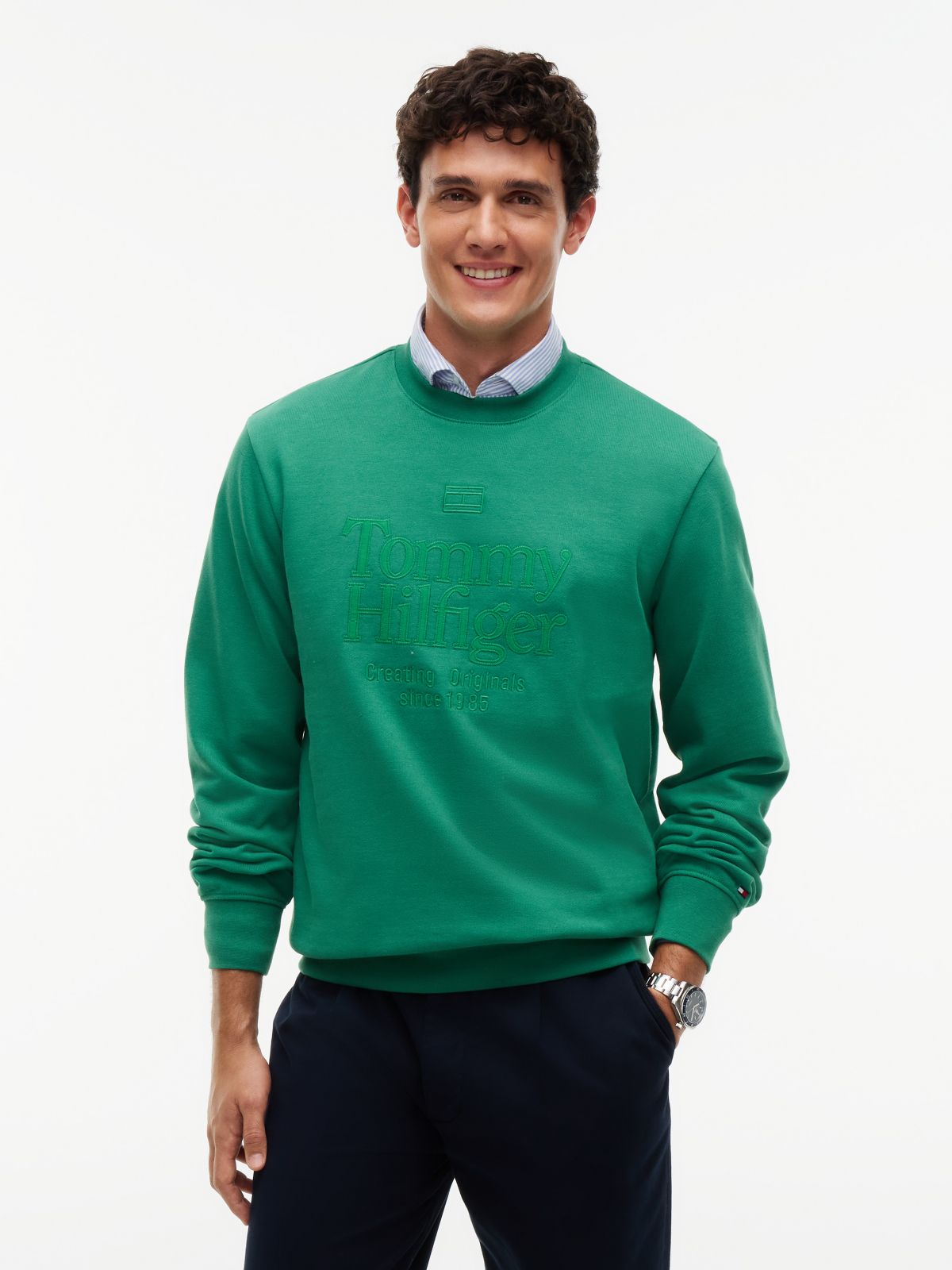 Embroidered Tonal Logo Sweatshirt — Alaskan Green