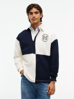 Varsity H-Logo Colorblock Rugby Sweatshirt, Ivory Petal