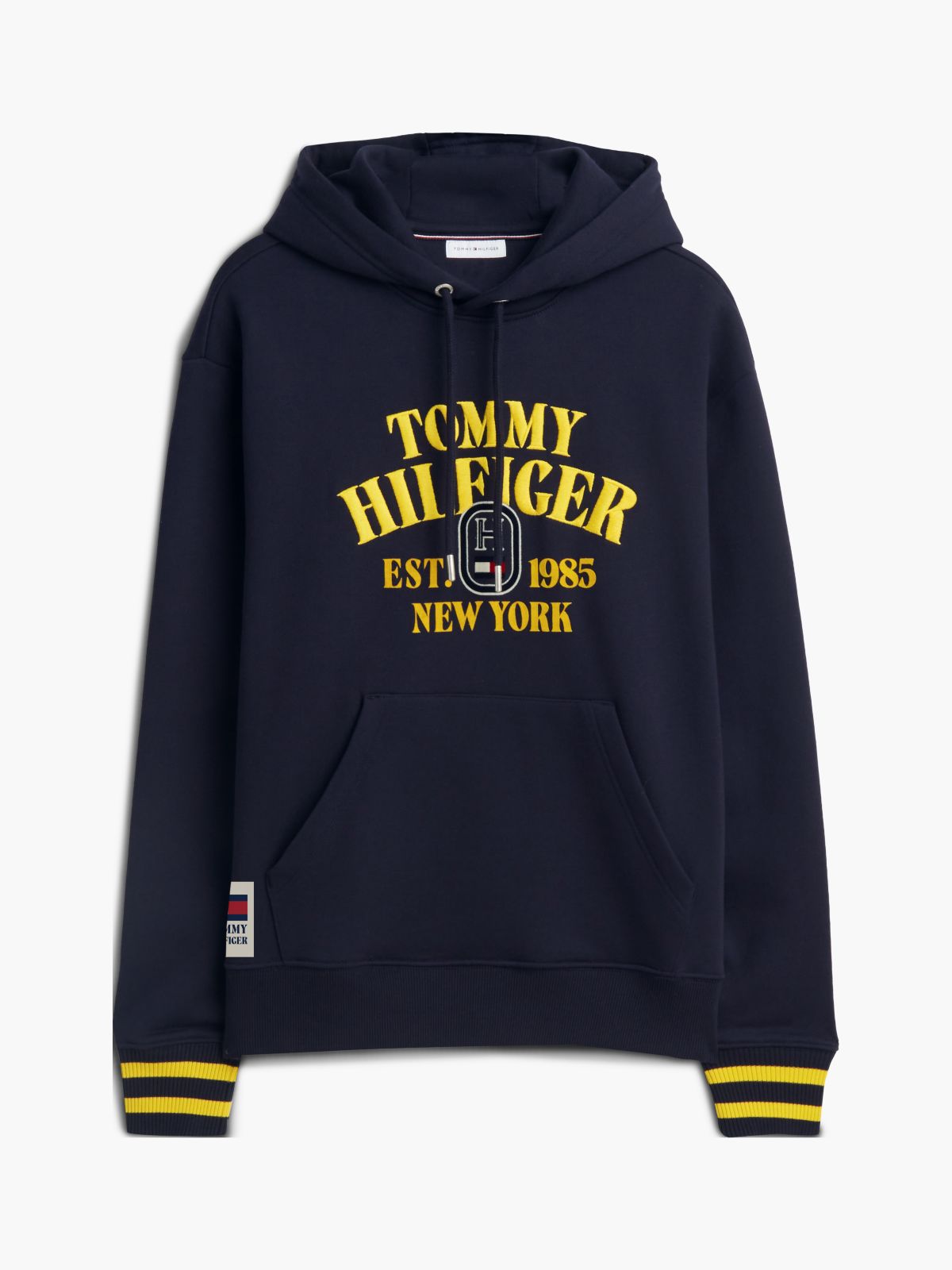 Relaxed Fit Embroidered Logo Hoodie — Navy Blue