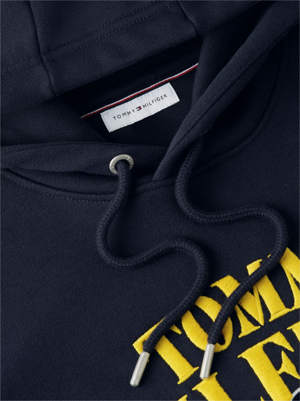 Relaxed Fit Embroidered Logo Hoodie — Navy Blue
