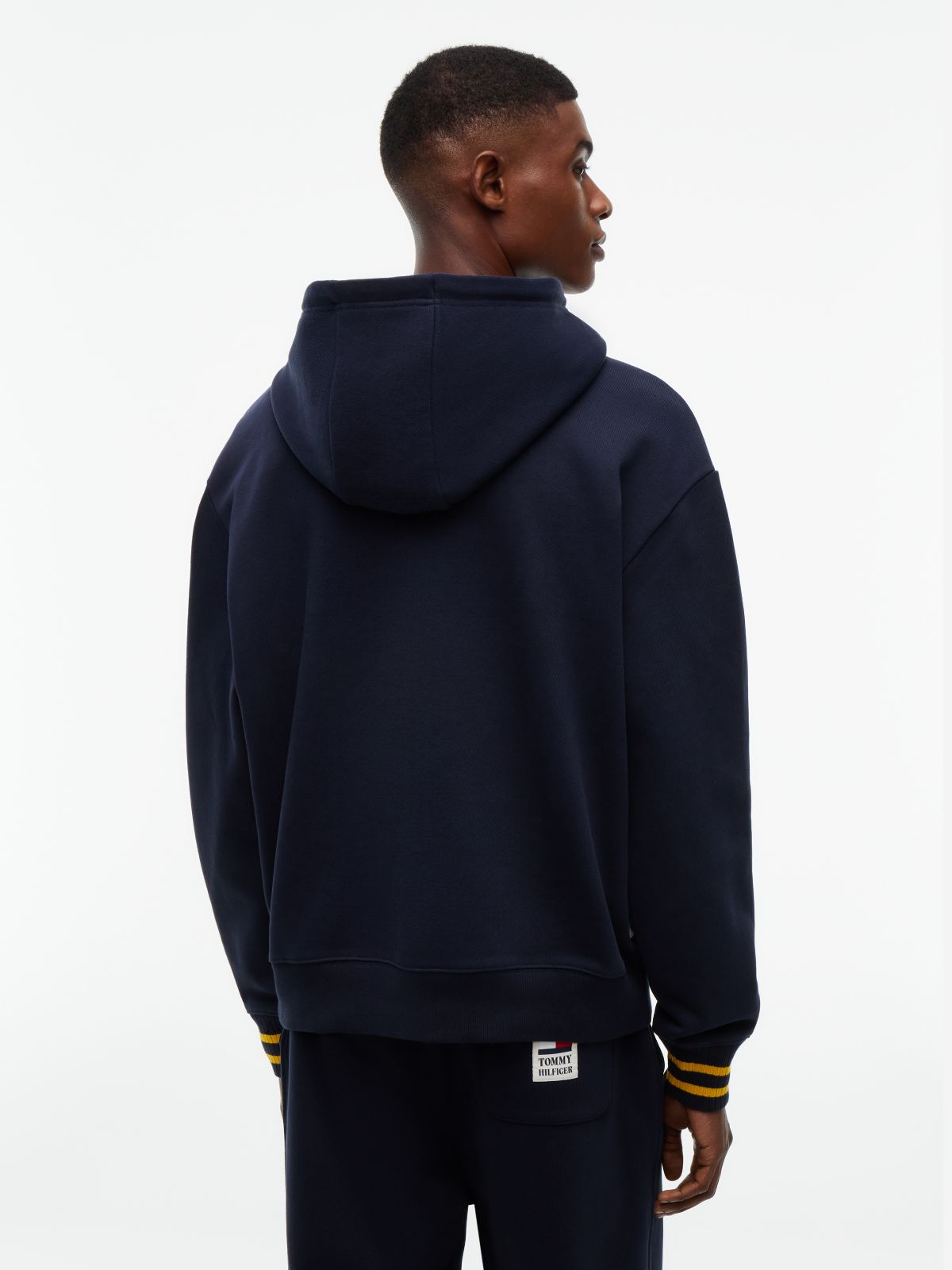 Relaxed Fit Embroidered Logo Hoodie — Navy Blue