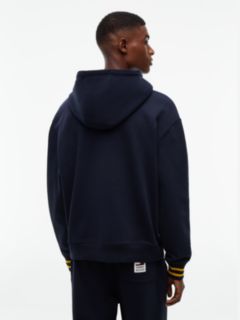 Relaxed Fit Embroidered Logo Hoodie — Navy Blue 4