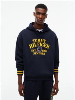 Relaxed Fit Embroidered Logo Hoodie — Navy Blue 1