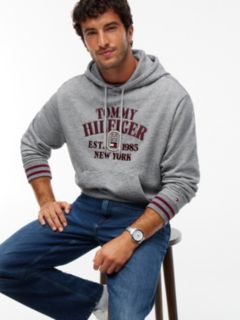 Relaxed Fit Embroidered Logo Hoodie — Grey Heather 3