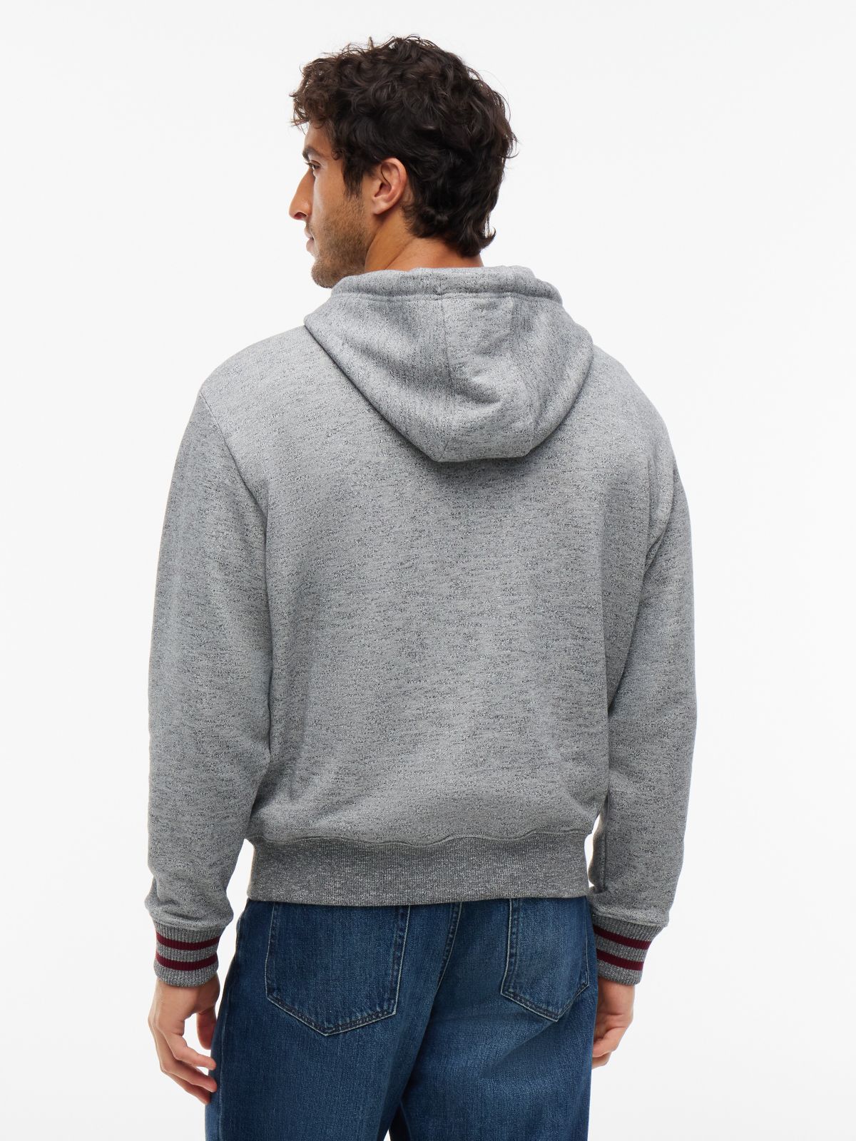 Relaxed Fit Embroidered Logo Hoodie — Grey Heather