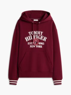 Relaxed Fit Embroidered Logo Hoodie — Burgundy 6
